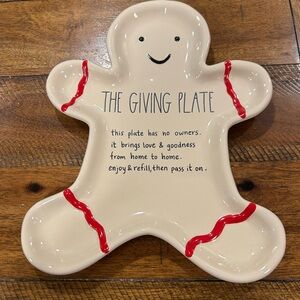 Rae Dunn “The Giving Plate” holiday sharing cookies gingerbread ceramic serving